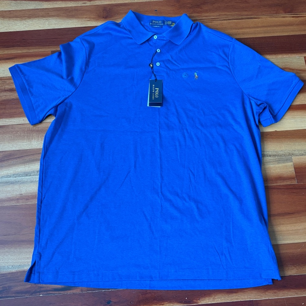 Polo Ralph Lauren Shirt Men's XXL Buttonless Polo Cotton Blue NEW